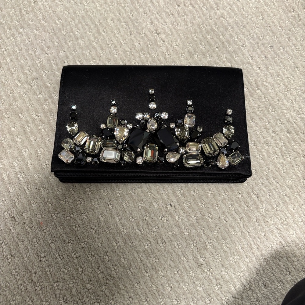 Prada Black Satin Clutch with Crystal Accents - Picture 5 of 6